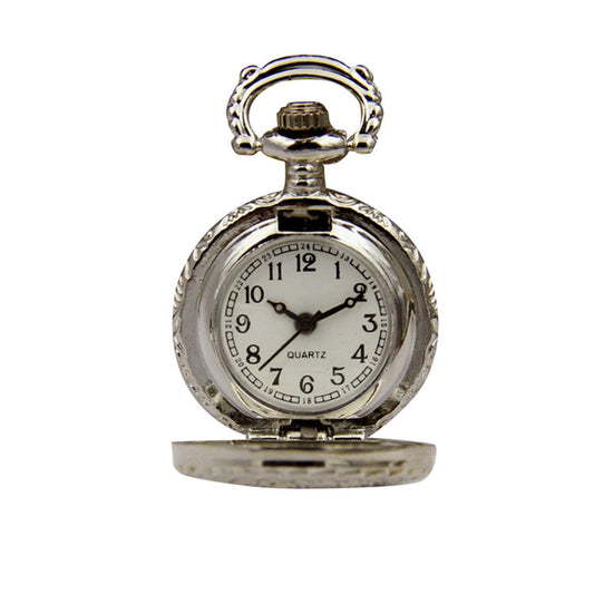 Montre de poche créative avec collier en argent, petite montre de poche numérique romaine